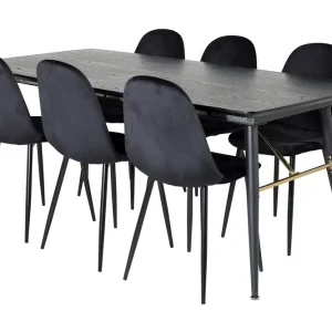 Venture Home Irunea Förlängningsbar Matgrupp 180 cm inkl 6 Pontus Stolar Svart - Möbler Handla nu