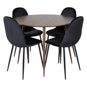 Venture Home Ridones Matgrupp 100 cm Rund inkl 4 Pontus Stolar Brun/Svart - Möbler Kampanj