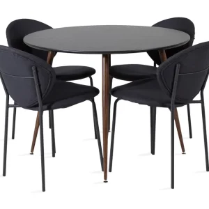 Venture Home Ridones Matgrupp Runt inkl 4 Moncoll Stolar Svart/Brun - Möbler risnedsättning