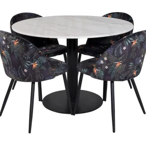 Beställ idag Venture Home Admira Matgrupp 106 cm Runt Marmor inkl 4 Sedavi Stolar Vit/Svart/Blå - Möbler