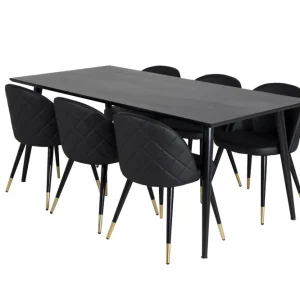 Beställ idag Venture Home Balisa Matgrupp 180 cm inkl 6 Valera Stolar Svart/Mässing - Möbler