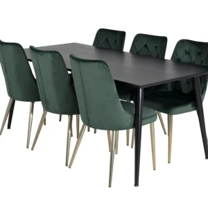 Venture Home Balisa Matgrupp 180 cm inkl 6 Valerie Lyx Stolar Sammet/Svart/Mörkgrön/Guld - Möbler Begränsat antal
