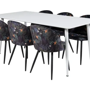 Endast denna vecka Venture Home Ypas Matgrupp 180 cm inkl 6 Sedavi Stolar Vit/Blå/Svart - Möbler