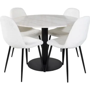 Venture Home Admira Matgrupp 106 cm Rund inkl 4 Ypas Stolar Marmor/Vit/Svart - Möbler Fynd