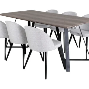 Rea Venture Home Malvina Matgrupp 180 cm inkl 6 Sedavi Stolar Grå/Svart - Möbler