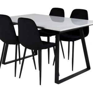 Venture Home Admira Matgrupp 140 cm inkl 4 Ypas Stolar Marmor/Vit/Svart - Möbler Rabatter