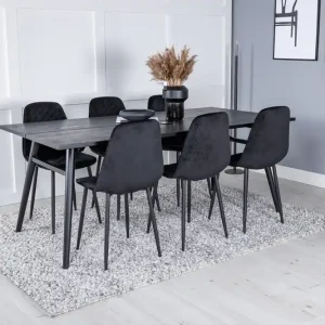 Endast idag Venture Home Zenazmi Förlängningsbar Matgrupp 195 cm inkl 6 Ypas Stolar Svart - Möbler