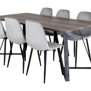 Venture Home Malvina Matgrupp 180 cm inkl 6 Ypas Stolar Grå/Svart - Möbler Nedsatt pris