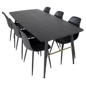 Venture Home Irunea Förlängningsbar Matgrupp 180 cm inkl 6 Ypas Stolar Svart - Möbler Billigare
