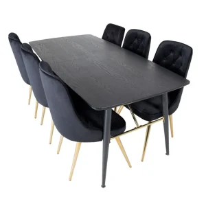 Venture Home Irunea Matbord 180 cm med 6 st Valerie Lyx Sammetsstol - Möbler Snabb leverans
