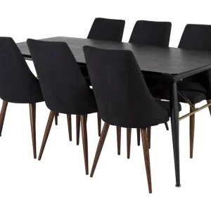 Venture Home Irunea Förlängningsbar Matgrupp 180cm inkl 6 Campomar Stolar Svart/Brun - Möbler Fynd