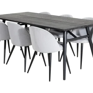 Venture Home Zenazmi Matgrupp 195 cm inkl 6 Valeri Manchesterstolar Svart/Grå - Möbler Extra rabatt