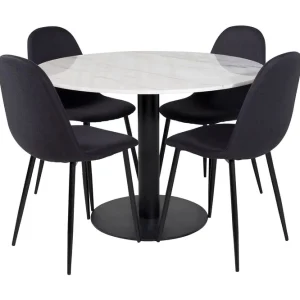 Venture Home Admira Matgrupp 106 cm Rund inkl 4 Ypas Stolar Marmor/Vit/Svart - Möbler Fynd