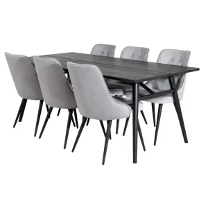 Erbjudande Venture Home Zenazmi Matbord 195 cm med 6 st Valera Lyx Sammetstol - Möbler