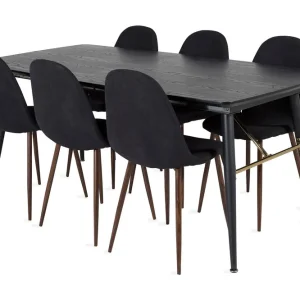 Venture Home Irunea Förlängningsbar Matgrupp 180 cm inkl 6 Ypas Stolar Svart/Brun - Möbler risnedsättning