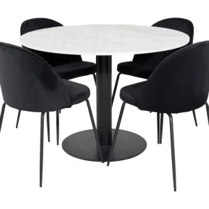Venture Home Admira Matgrupp 106 cm Rund inkl 4 Foyos Stolar Marmor/Vit/Svart - Möbler Billig