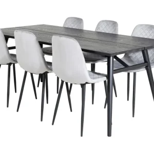 Venture Home Zenazmi Förlängningsbar Matgrupp 195 cm inkl 6 Ypas Stolar Svart/Grå - Möbler Outlet
