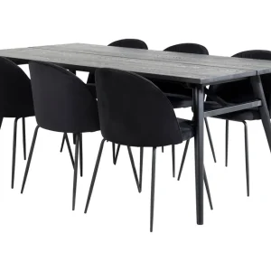 Köp online Venture Home Zenazmi Förlängningsbar Matgrupp 195 cm inkl 6 Foyos Stolar Svart - Möbler