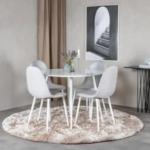 Beställ nu Venture Home Ridones Matgrupp 100 cm Rund inkl 4 Ypas Stolar Vit/Grå - Möbler