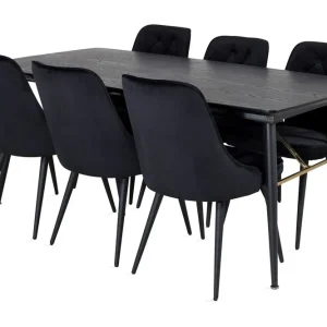 Rea Venture Home Irunea Förlängningsbar Matgrupp 180cm inkl 6 Valera Lyx Stol Svart - Möbler