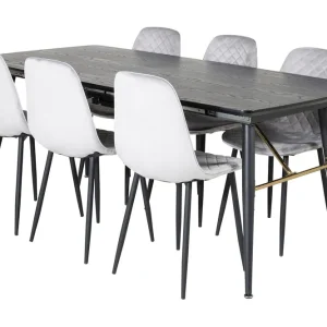 Venture Home Irunea Förlängningsbar Matgrupp 180 cm inkl 6 Ypas Stolar Grå/Svart - Möbler Extra rabatt