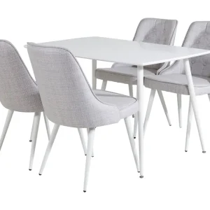 Snabb leverans Venture Home Ypas Matgrupp 120 cm inkl 4 Valera Stolar Vit/Grå - Möbler