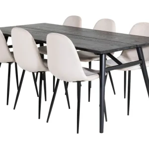 Expressleverans Venture Home Zenazmi Matgrupp 195 cm inkl 6 Pontus Stolar Svart/Beige - Möbler