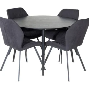 Venture Home Balisa Matgrupp 115 cm Rund inkl 4 Sumoas Stolar Svart - Möbler Billig