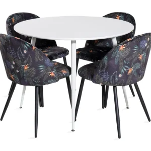Venture Home Ridones Matgrupp 100 cm Rund inkl 4 Sedavi Stolar Vit/Blå/Svart - Möbler I lager