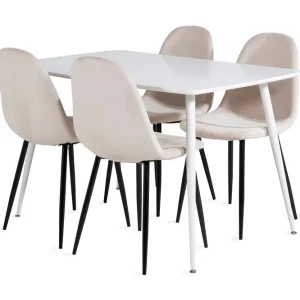 Venture Home Ypas Matgrupp 120 cm inkl 4 Pontus Stolar Vit/Svart/Beige - Möbler Billig
