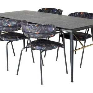 Begränsat erbjudande Venture Home Irunea Förlängningsbar Matgrupp 180cm inkl 4 Arcarazo Stolar Svart/Flerfärgad - Möbler