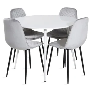 Venture Home Ridones Matgrupp 100 cm Rund inkl 4 Ypas Stolar Vit/Grå/Svart - Möbler Beställ nu