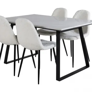 Venture Home Admira Matgrupp 140 cm inkl 4 Ypas Stolar Marmor/Vit/Svart - Möbler Snabb frakt