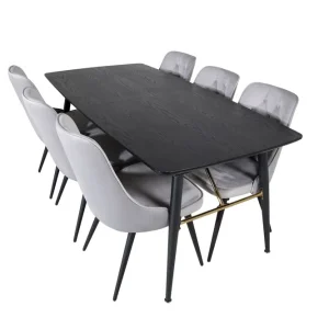 Nedsatt pris Venture Home Irunea Matbord 180 cm med 6 st Valera Lyx Sammetstol - Möbler