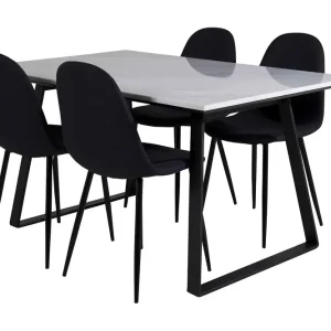 Venture Home Admira Matgrupp 140 cm inkl 4 Ypas Stolar Marmor/Vit/Svart - Möbler Bästa pris