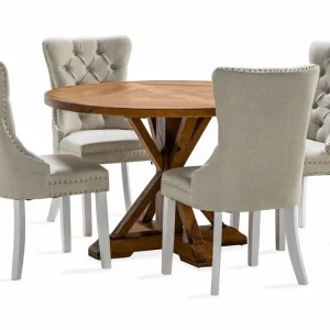 Nyhet Bloomington Lyon Matgrupp 120 cm Rund inkl 4 Bergviken Stolar Brun - Möbler