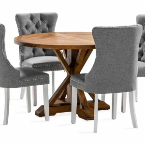 Snabb leverans Bloomington Lyon Matgrupp 120 cm Rund inkl 4 Bergviken Stolar Brun - Möbler