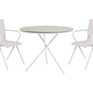 Venture Home Parma Matgrupp Rund Ø90cm + 2 Alina Matstolar Svart Svart - Utemöbler & utemiljö Köp nu