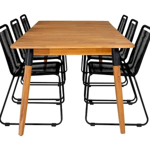 Venture Home Julian Matgrupp 210cm + 6 Lindos Stapelbara Matstolar Brun/V Brun/Vit - Utemöbler & utemiljö Billig