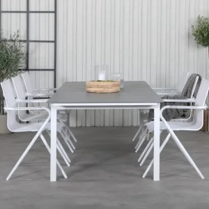 Fri frakt Venture Home Levels Förlängningsbar Matgrupp 229cm + 6 Alina Stolar Grå/V Grå/Vit - Utemöbler & utemiljö