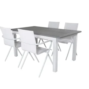 Sänkt pris Venture Home Albany Förlängningsbar Matgrupp 152cm + 4 Alina Stolar Grå/V Grå/Vit - Utemöbler & utemiljö