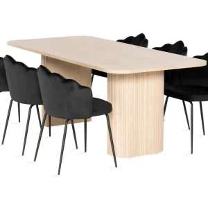 Bark Kopparbo Matgrupp 200 cm inkl 6 Broddhult Stolar Vit/Svart - Möbler Nedsatt pris