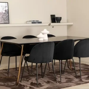 Venture Home Pipi Matgrupp 190 cm inkl 6 Foyos Stolar Svart/Koppar - Möbler Begränsat erbjudande