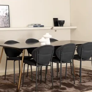 Endast idag Venture Home Pipi Matgrupp 190 cm inkl 6 Moncoll Stolar Svart/Koppar - Möbler