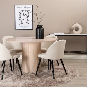 Populärt val Venture Home Biana Matgrupp 110 cm Rund inkl 4 Valera Manchesterstolar Beige/Svart - Möbler