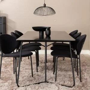 Lägg i varukorgen Venture Home Pipi Matgrupp 190 cm inkl 6 Moncoll Stolar Svart - Möbler