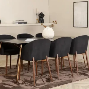 Venture Home Pipi Matgrupp 190 cm inkl 6 Kullersbro Stolar Svart/Koppar/Brun - Möbler Fri frakt