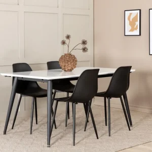 Venture Home Jimms Förlängningsbar Matgrupp 150 cm inkl 4 Pontus Stolar Vit/Svart - Möbler Populärt val