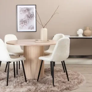Venture Home Biana Matgrupp 100 cm Rund inkl 4 Pontus Stolar Beige/Vit/Svart - Möbler Rabatter