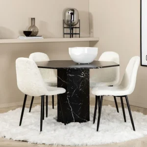 Venture Home Marbs Matgrupp 110 cm Rund inkl 4 Pontus Stolar Svart/Vit - Möbler Fri frakt